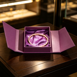 Luxury Double Opening Jewelry <b>Box</b> Custom Gold Hot Stamping Logo Satin Insert <b>Gift</b> <b>Box</b> <b>for</b> Bangle <b>Bracelet</b> Jewelry Packing - Product Image 3