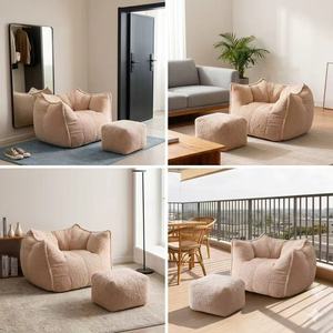 Fauteuil pouf hexagonal compressible en polaire d'agneau, canapé paresseux individuel pliable, emballé sous vide, idéal pour petit appartement - Product Image 6