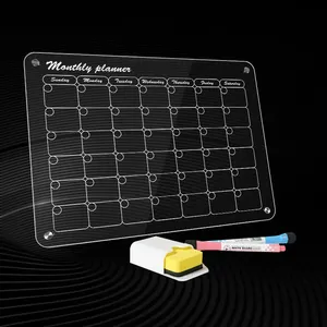 Benutzer definierte Acryl Clear Weekly Meal Planner Board wieder verwendbare Kühlschrank Magnet Dry Erase Board Wochen kalender