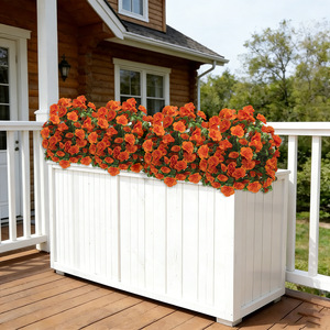Rose artificielle à tige orange dégradée, résistante aux UV, en soie, avec feuilles vertes pour la décoration extérieure et l'aménagement paysager - Product Image 6