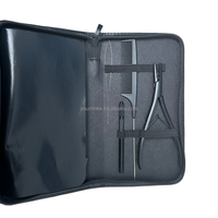 Kit de pinces professionnelles en acier inoxydable pour extensions capillaires – Pince à micro-perles à deux trous, outil de dépose, ciseaux à double denture