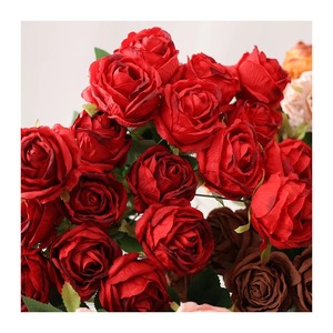 Rose artificielle mini buissons de fleurs tenture murale fleurs rouges décor artificiel fleurs artificielles en silicone - Product Image 4