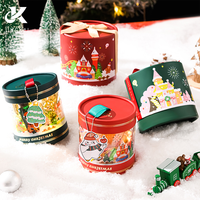Cajas de Regalo Navideñas Personalizadas con Ventana, Cajas de Embalaje Redondas de Papel Rígido con Logotipo Impreso Personalizado al por Mayor