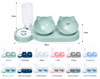 Tempat Makan Hewan Peliharaan PP Tahan Lama Bebas BPA dengan Botol Isi Ulang Otomatis 500ml, Dispenser Air dan Mangkuk Makanan 2-in-1 Anti Bocor