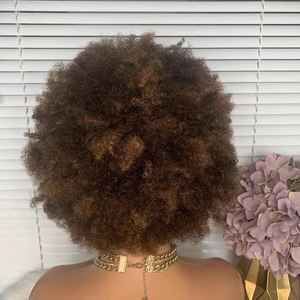 Perruques brésiliennes courtes afro crépues bouclées à la machine pour femmes noires, vente en gros, bon marché - Product Image 4