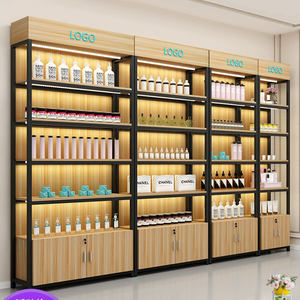 מדפי גונדולה חד-צדדיים מודרניים מפלדה ועץ לתצוגת מזון בחנויות נוחות - Product Image 4