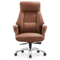 Chaise de bureau de direction ergonomique en cuir PU de luxe avec fonction pivotante à 360°, réglable en hauteur et inclinable, structure métallique moderne