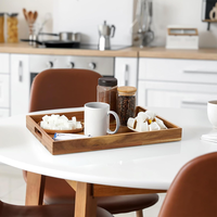 Palettes en bois modernes personnalisées en gros avec poignées, couleur bois naturel, plateau