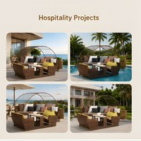 Sofá Cama de Ratán para Jardín, Tumbona de Mimbre para Patio, Tumbona de Playa de Ratán y Aluminio para Exteriores