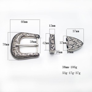 Juego de Hebillas de Cinturón de Aleación Vintage, Hebilla de Estilo Occidental en Plata Antigua con Diseño Floral Decorativo para Cinturones Casuales y de Rodeo - Product Image 2