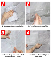 Aufbewahrungsregal Acryl-Regal durchsichtig wandmontage dick transparenter schwebender Display-Stick Badezimmer Küche Kante Organisator 20-50 cm