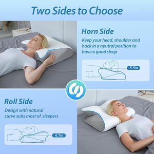 HOMCA Memory Foam Cervical <b>Pillow</b> Standard Size Ergonomic Contour Orthopedic <b>Neck</b> Pain Relief Sleeping <b>Pillow</b> - Product Image 3