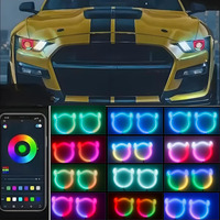 Vente en gros usine Nouveaux feux anneau lumineux LED Angel Eyes Halo 2-en-1 APP Dream Colorful 12V, ajustement universel, 100% étanche, pour conduite et feux de jour (DRL)