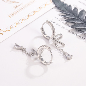 Pendientes de plata para novia, venta al por mayor, acero inoxidable, aretes, joyas, plata 925, pendientes de plata de ley 925 - Product Image 1