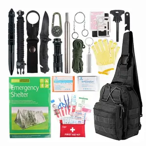 65PCS Camping Supplies Survival Tools Custom Medical Kit Nylon Single Shoulder Kit Outdoor Survival First Aid Kit