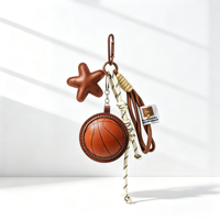 Porte-clés de sport en cuir PU, motif basket-ball et football, breloque étoile pour sac, souvenir d'athlétisme, pour décoration de sac à dos, cadeaux pour fans