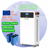 Batería de Litio BESS de 16KWH para Almacenamiento Solar Doméstico, 51.2v 314ah Lifepo4, 8000 Ciclos, Compatible con Inversores Solis, Envío DDP desde la UE