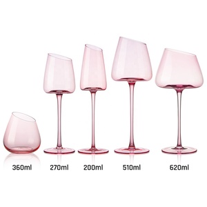 Eleganti Flûte da Champagne a Forma di Fenicottero, Calici in Cristallo <span class=keywords><strong>Rosa</strong></span> con Fondo Concavo Inclinato - Product Image 6