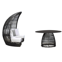 Ocio Silla de ratán Sofá Creativo al aire libre Semicircular Sofá de ratán