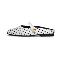Sandales plates d'été à pois style français pour femme, Nouveau style 2026, Chaussures à enfiler mi-ouvertes