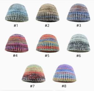 Nuevo Sombrero de Pescador de Punto con Protección para las Orejas, Diseño a Rayas, Cálido para Otoño e Invierno, Versión Coreana, con Peluche de Conejo - Product Image 6