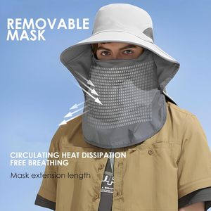 Cappello da pesca sportivo all'aperto Premium per uomo e donna collo staccabile con patta UPF 50 + protezione UV visiera cappello da sole - Product Image 2