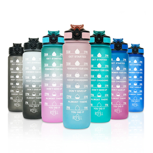 BPA Free Tritan Plastic 32oz Motivational Fitness Sports <strong>Water</strong> <strong>Bottle</strong> With <strong>Time</strong> Marker Leakproof Safe Flip Top Cap - Product Image 3