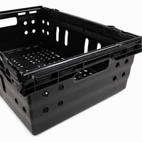 Bac de rangement pliable épaissi en plastique noir, empilable, panier de manutention portable pour fruits et aliments frais, capacité 20 kg
