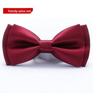 Pajarita de Poliéster Estilo Coreano en Color Vino Tinto y Negro para Hombre y Mujer, Ideal para Trajes de Boda y Camisas - Product Image 5