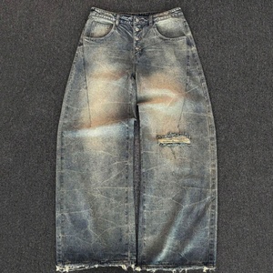 Pantalon décontracté en denim délavé de qualité supérieure pour homme, coupe droite, denim délavé tie-dye, denim délavé déchiré - Product Image 5
