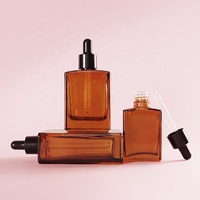 Bouteilles cosmétiques, flacon compte-gouttes transparent, flacon d'huile essentielle pour cheveux, sérum, flacon rectangulaire carré en verre transparent classique 30ml 50ml 100ml