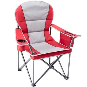 Chaise de camping pliante rouge surdimensionnée moderne pour adultes, portable, robuste, supporte 500 LBS, avec porte-gobelets, pour la plage et l'extérieur - Product Image 1