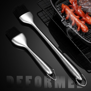 AKL Stainless Steel Silicone Oil Brush Long Handle Heat Resistant Barbecue Sauce Brush For Grilling Kitchen Baking Seasoning - Product Image 2