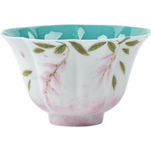 Hand Painted Wisteria Ceramic <b>Teacup</b> Turquoise Green Master Cup Chinese Kung Fu Tea Set Single Personal Tasting Cup - Product Image 5