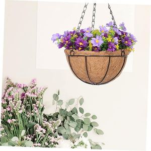 ตะกร้าดอกไม้ประดิษฐ์ OH ARTS ดอกเดซี่ผ้าไหม ทนรังสียูวี สำหรับตกแต่งสวนในร่มและกลางแจ้ง ลานบ้าน คริสต์มาส วันรับปริญญา วันฮาโลวีน - Product Image 3