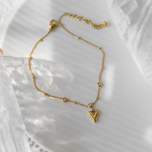 Cavigliera Trendy <span class=keywords><strong>in</strong></span> Acciaio Inossidabile Placcato Oro 18K con Ciondolo a Cuore e Zirconi, Catena Dorata Impermeabile per l'<span class=keywords><strong>Estate</strong></span> - Product Image 3