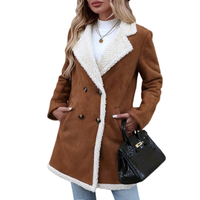 Nouvelle veste en daim marron pour femme, style décontracté, automne-hiver, nouvelle arrivée, longueur moyenne, doublure en polaire chaude