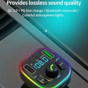 7 màu TF kép <span class=keywords><strong>USB</strong></span> Car Charger âm thanh MP3 Player Kit không dây <span class=keywords><strong>Bluetooth</strong></span> FM Transmitter modulator xách tay Stereo QC nhanh QC nhanh chóng - Product Image 4