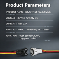 Interrupteur intelligent à capteur tactile dimmable 10/13/16 mm pour contrôleur de maison connectée, compatible DC5V 12V 24V, pour éclairage LED de placard et de couloir