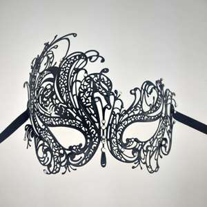 Masque facial ajouré élégant avec <span class=keywords><strong>strass</strong></span> en cristal pour bal masqué, mariage, cosplay-bandeau gothique scintillant - Product Image 2