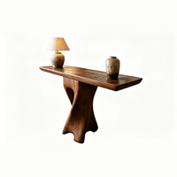 Table console en bois massif, table d'entrée naturelle, base torsadée sculpturale, meuble de couloir de style chinois, table d'appoint décorative