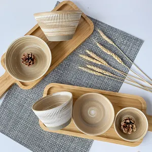 日式餐具碗和餐具石器批发餐盘陶瓷餐具 + 套装酒店设计餐具