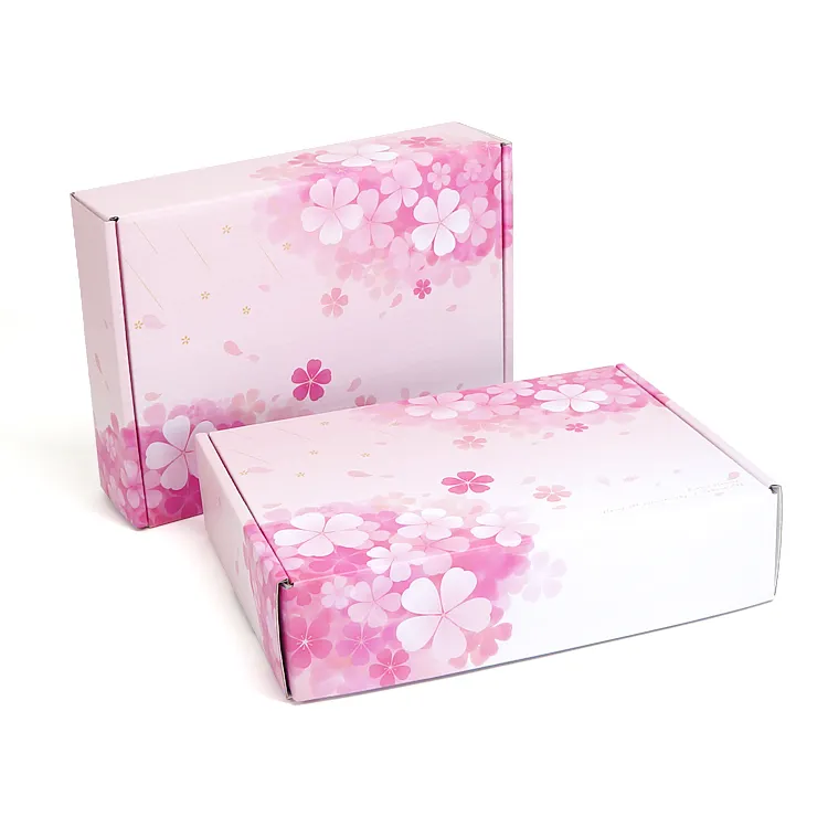 Shoes Clothing Custom Graphics Printing Flat Pink Paper Packaging Box Corrugated Cardboard Folding Mailer Shipping Boxes