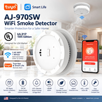 Alarm Asap Terhubung Aplikasi Wifi Tuya DC3V Baterai Lithium Dapat Diganti Detektor Asap Fotoelektrik UL217 untuk Pasar AS