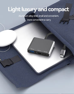 Station d'accueil USB Hub de haute qualité, tressée, 3 en 1, type C vers <span class=keywords><strong>HDMI</strong></span> 4K 60Hz, USB3.0, PD100W, charge rapide, plug and play, pour ordinateur portable - Product Image 5