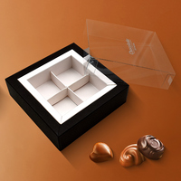 Boîte-cadeau d'emballage de chocolat rectangulaire en papier kraft noir de qualité supérieure recyclée une boîte de chocolat