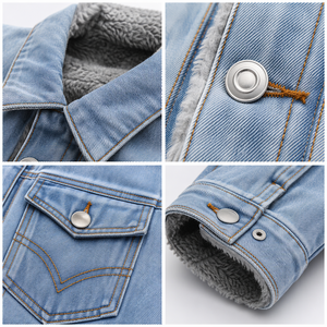 Veste d'hiver pour hommes en <span class=keywords><strong>jean</strong></span> délavé, <span class=keywords><strong>doublure</strong></span> <span class=keywords><strong>polaire</strong></span> Sherpa, robuste, chaude, vente en gros, fabricant - Product Image 6