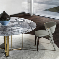 Conjunto de muebles comerciales de comedor de lujo moderno, silla de mesa redonda de mármol, juego de comedor de lujo para restaurante