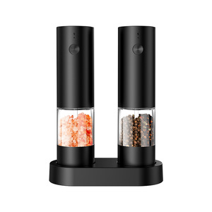 Ensemble moulin à sel et à poivre électrique mini et minimaliste, portable, en acier inoxydable de qualité alimentaire raffiné, avec support élégant - Product Image 3