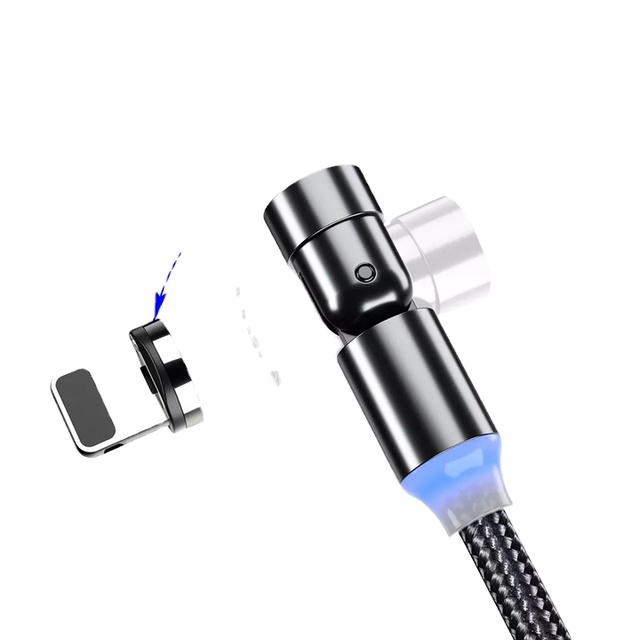 For 360 540 Degree Rotation Head PVC Braided 3A Fast Charging Magnet Micro Charger Type C USB Magnetic Cable for Computer